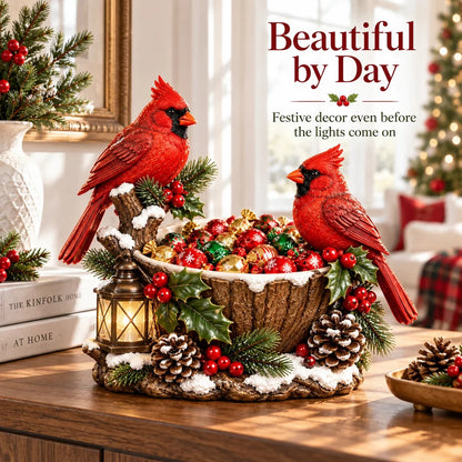 ⭐🎄 49% OFF | Lighted Cardinal Treat Bowl – A Cozy Christmas Centerpiece for Home