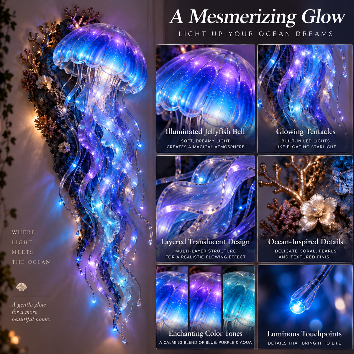 🔥HOT SALE 50% OFF🌊✨ Enchanted Ocean Legends™ Lighted Wall Décor Collection 🐋🧜‍♀️