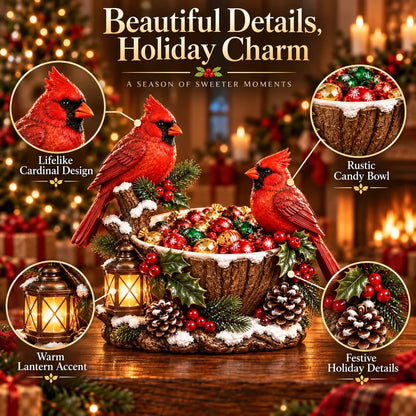 ⭐🎄 49% OFF | Lighted Cardinal Treat Bowl – A Cozy Christmas Centerpiece for Home