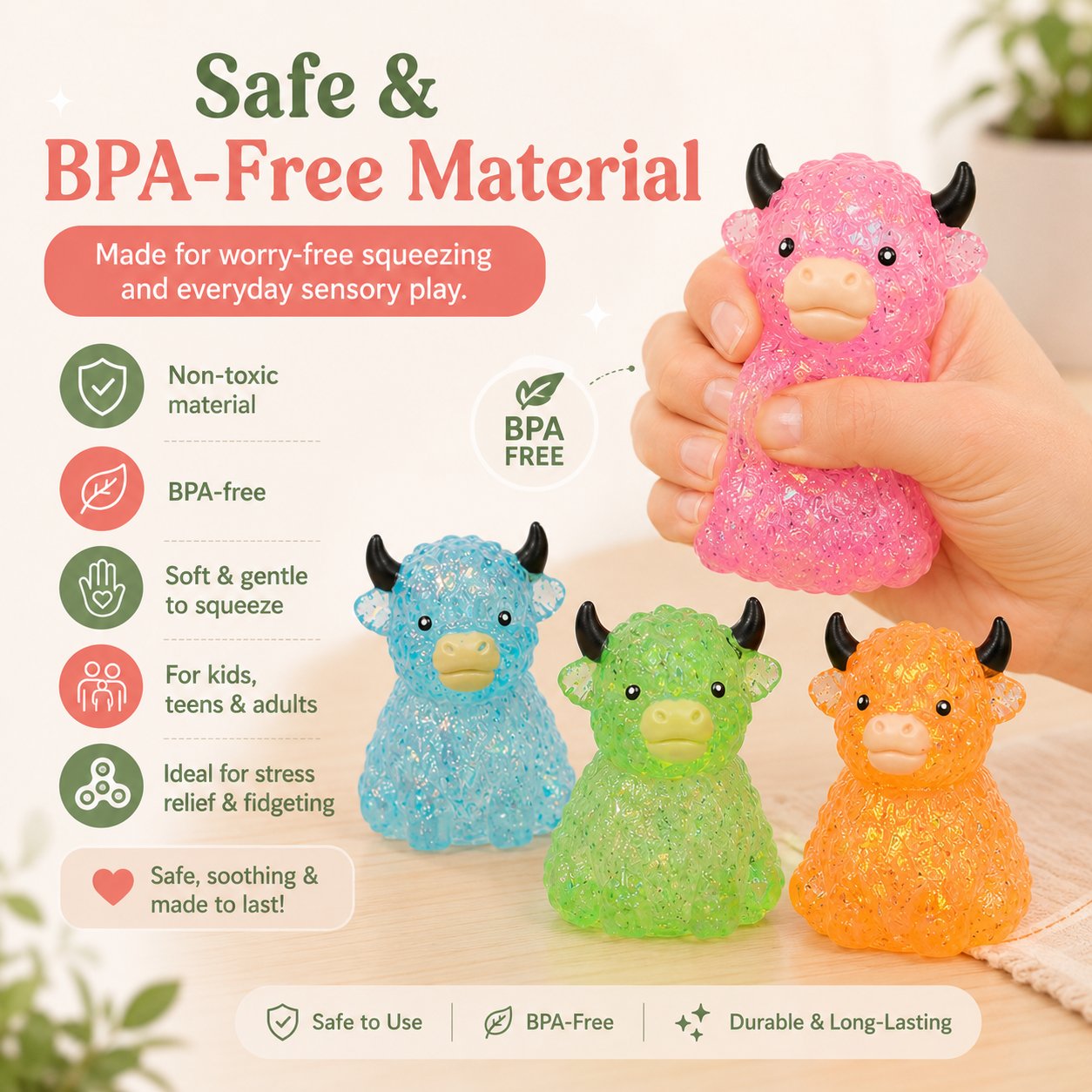 Adorable Squishy Highland Cow Stress Relief Toy