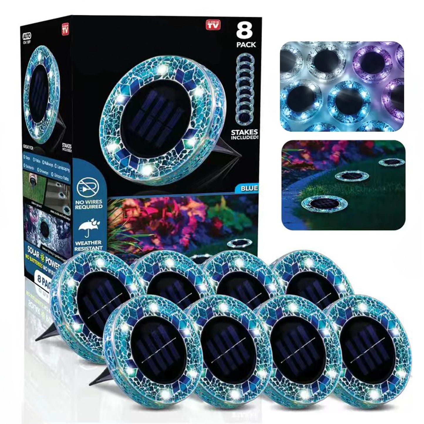 ⏰ Limited Time: 60% OFF!🛋️Solar Mosaic Lights – Waterproof LED Pathway Lights with Auto On/Off