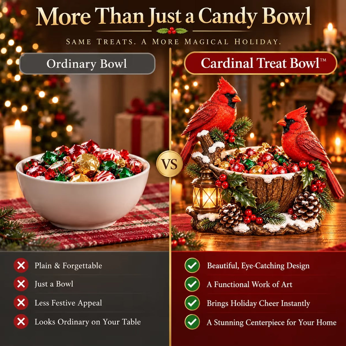 ⭐🎄 49% OFF | Lighted Cardinal Treat Bowl – A Cozy Christmas Centerpiece for Home