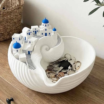 🔥Last Day 60% OFF 🌊 Hand-Painted Santorini Catchall Bowl | Limited Coastal Decor ✨