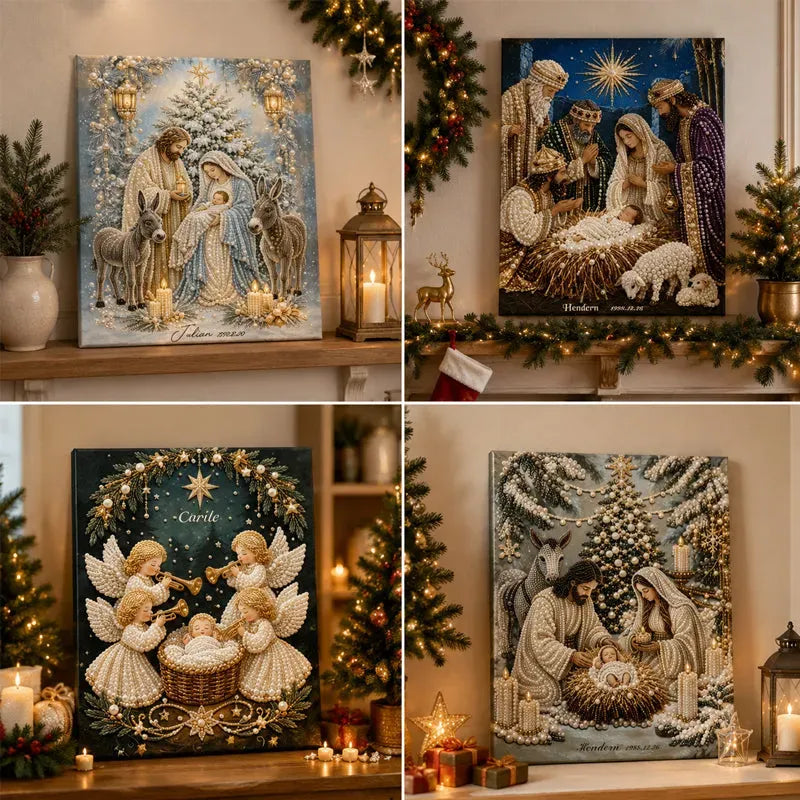 🎄 Premium 3D Diamond Jesus Birth Nativity Scene Painting Art Kit | Luxury Flocked Canvas with Scratch-Resistant Non-Fading Diamond Beads DIY Christmas Faith Decor 🌟✝️💎