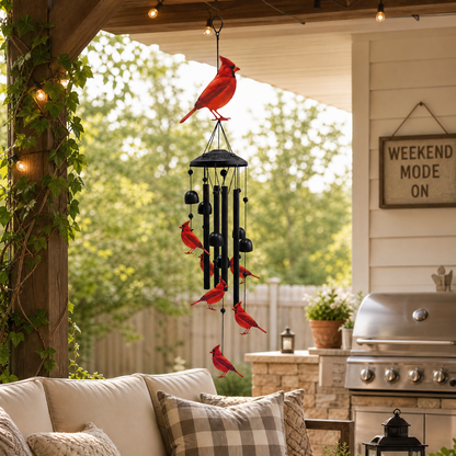 Cardinal Memorial Wind Chime Hanging Ornament for Garden and Patio