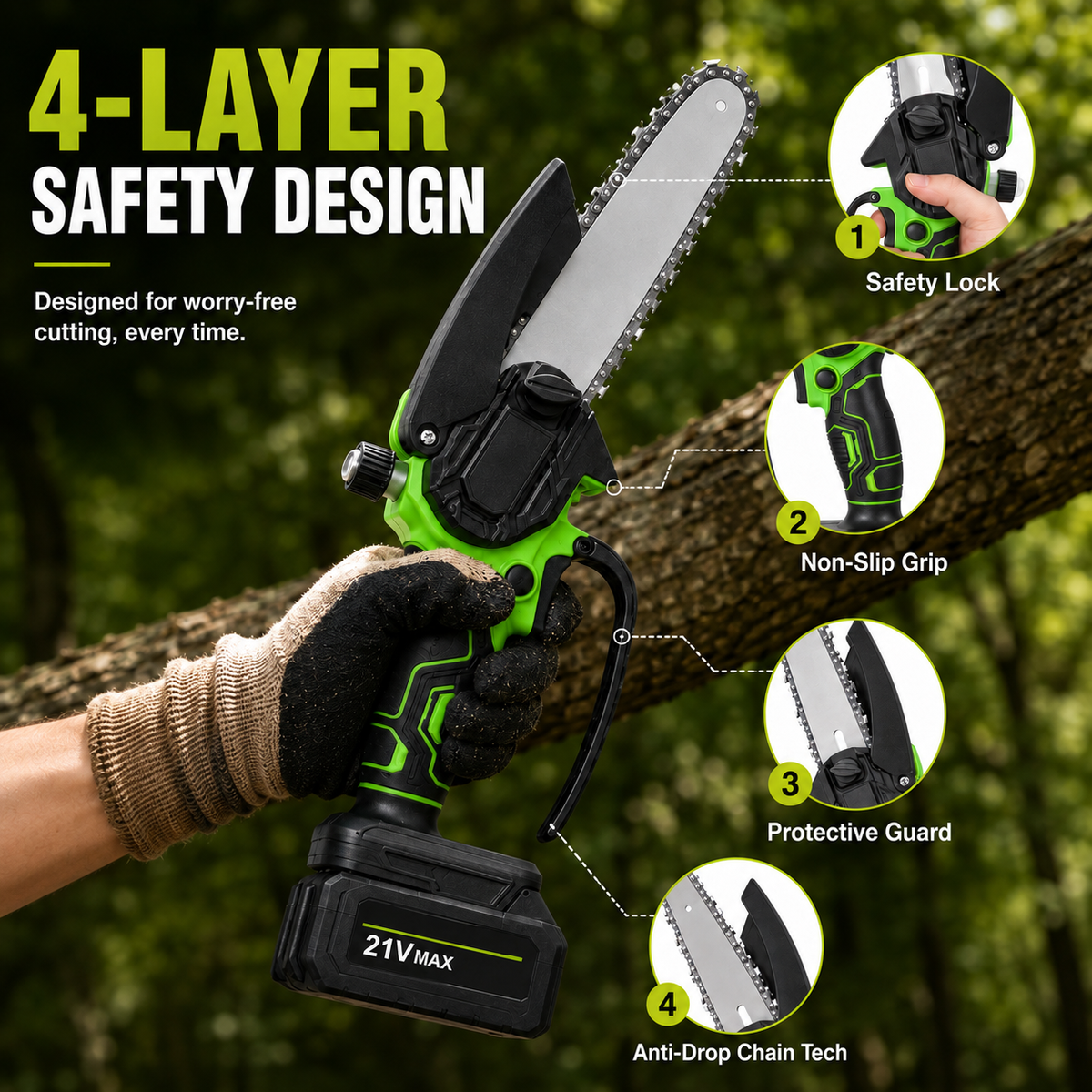 🔥 48% OFF 6-Inch Cordless Mini Chainsaw – Powerful & Easy Cutting 🌲