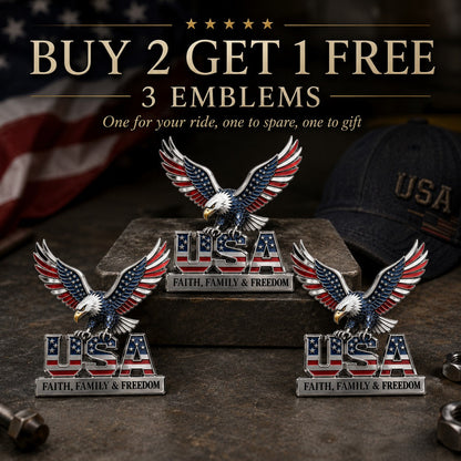 🇺🇸250th Anniversary- ★USA Faith, Family & Freedom★ Metal Emblem