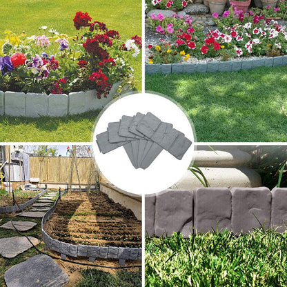 🌿Decorative Stone-Look Garden Edging Fence | Weather-Resistant, Tool-Free Install — 10 & 20 PCS