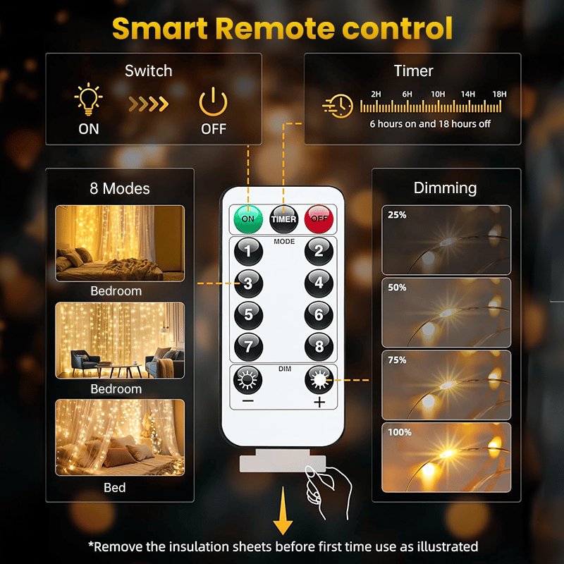 🔥50% discount-Remote-Control Led Curtain Light-9.8*9.8 FT