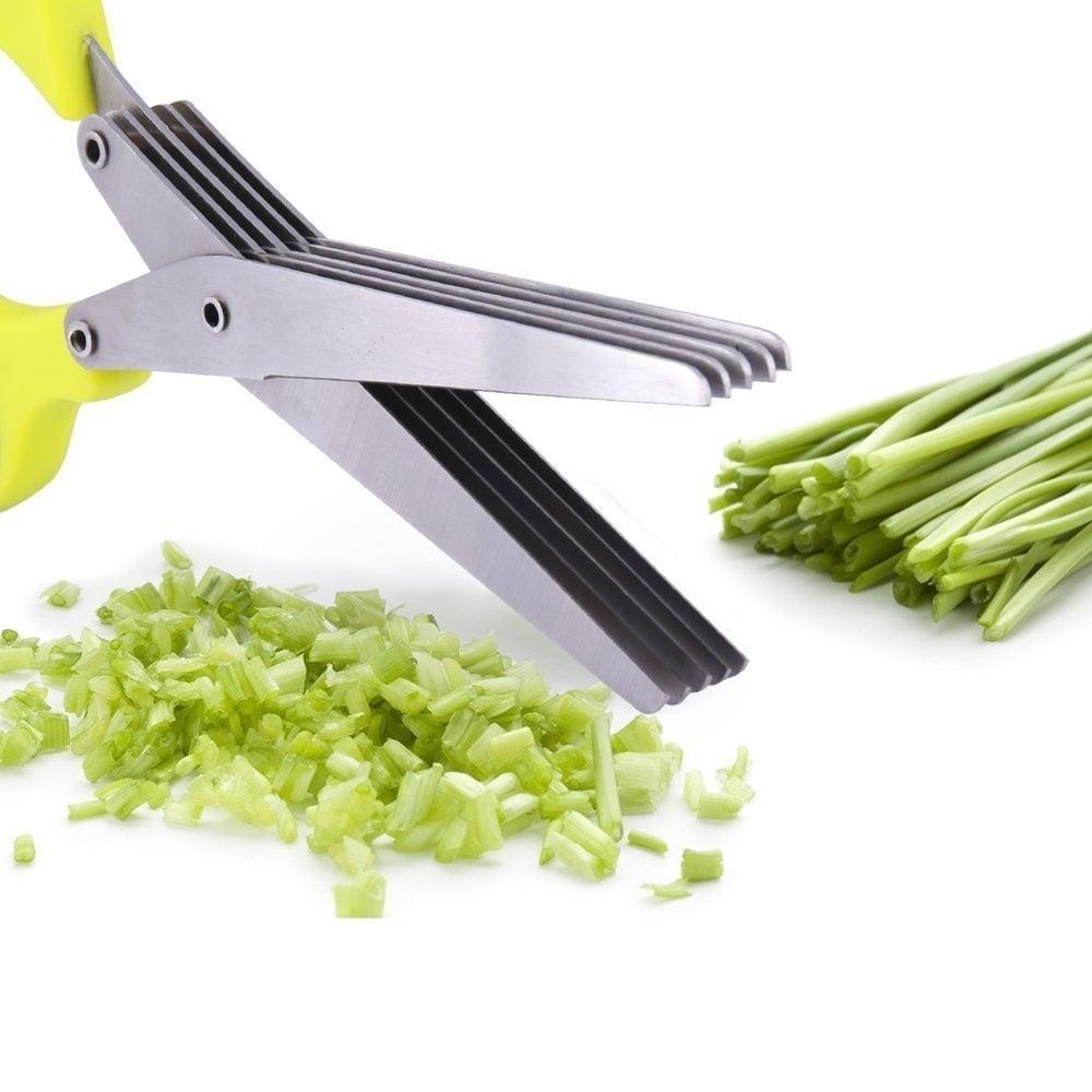🔥 Today Only🎁5 Blade Kitchen Salad Scissors+ FREE Cleaning Comb