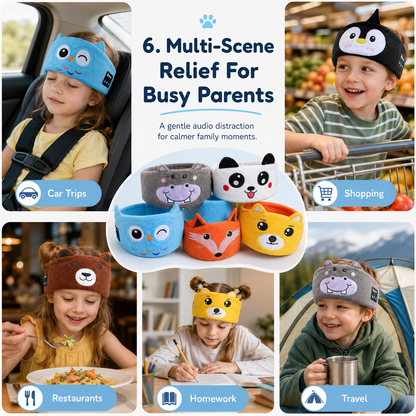 🐻 Kids Calming Cartoon Bluetooth Headband | Stop Tantrums, Soothe Fussy Kids & Give Parents Peace & Quiet