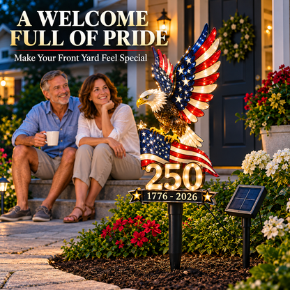 🇺🇸 America 250 Eagle Solar Yard Light – Patriotic Garden Decor | 1776–2026 🦅