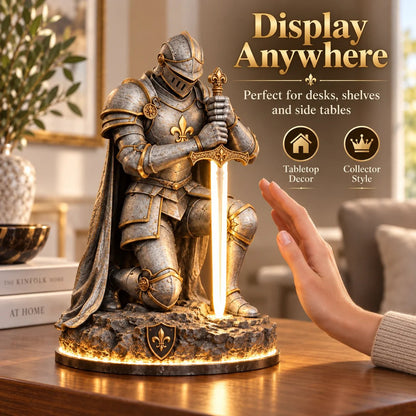 👑🛡️ The King's Last Guardian –⚔️ Illuminated Knight Sculpture