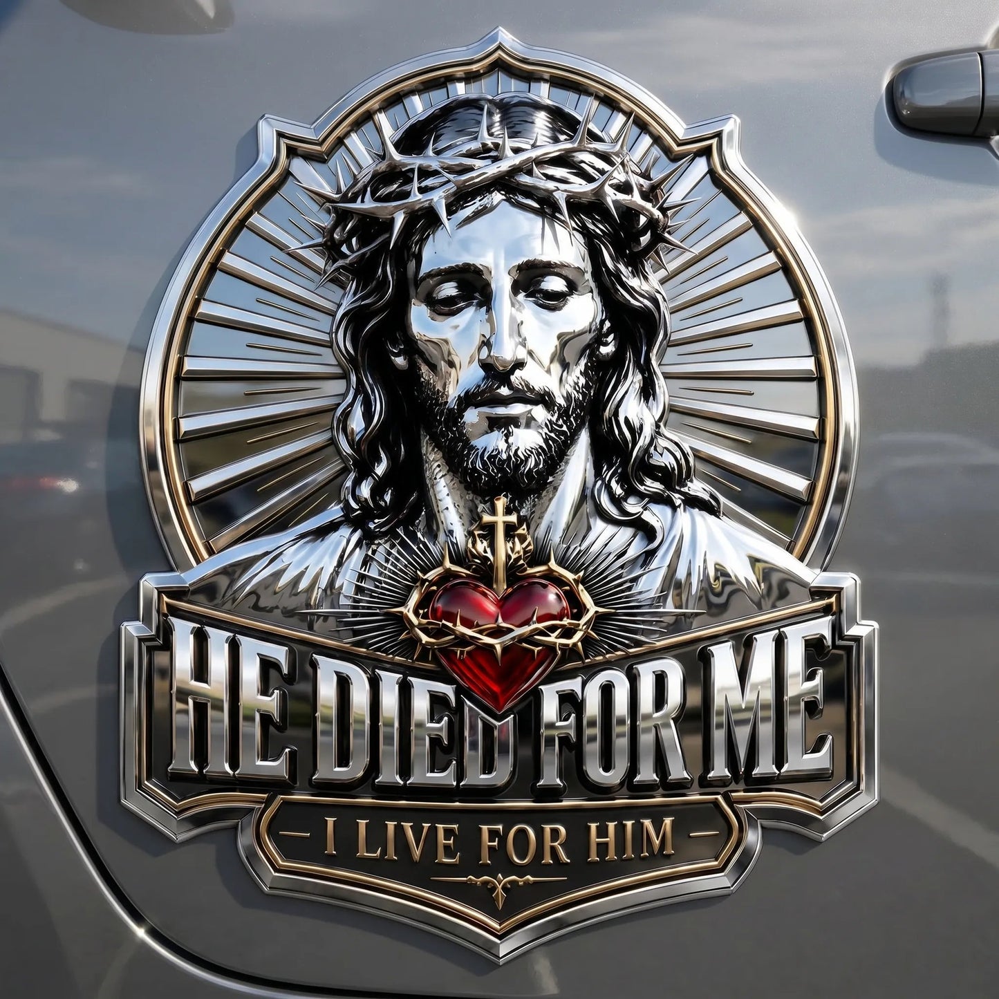 ❤️He Died For Me Emblem ✝️ | Waterproof • No Fade • No Rust • Adhesive
