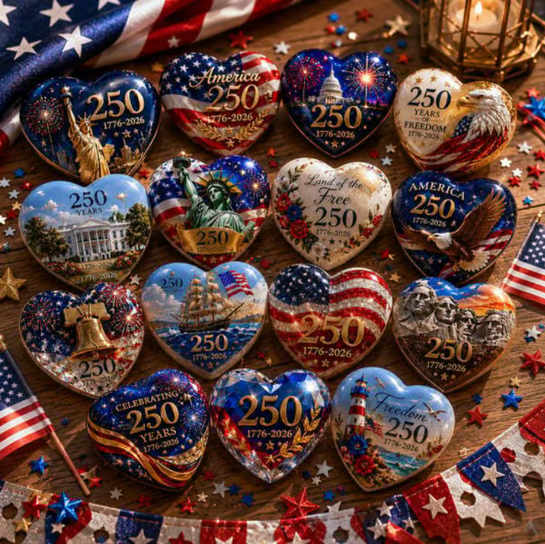 🇺🇸 America 250th Anniversary Commemorative Heart Ornament Collection | 15-Piece Patriotic Keepsake Set🎁Buy 2 Free Shipping