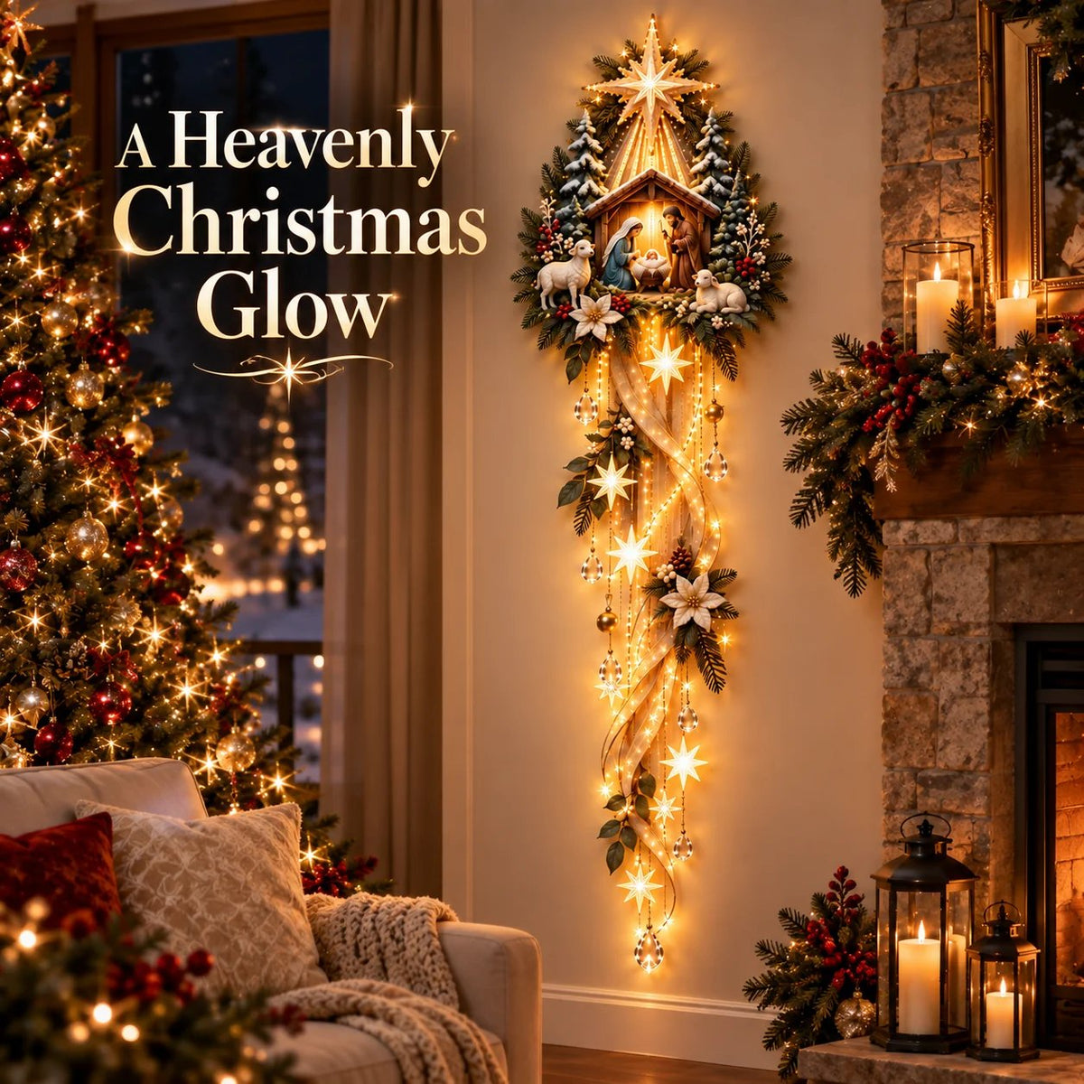 ✨🌟 Nativity Starfall Wall Light – A Meaningful Christmas Glow