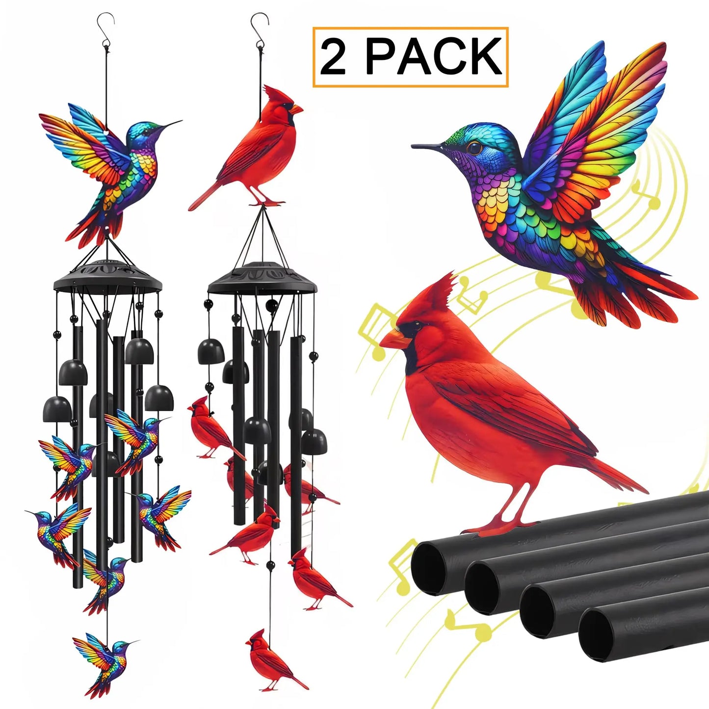 Cardinal Memorial Wind Chime Hanging Ornament for Garden and Patio