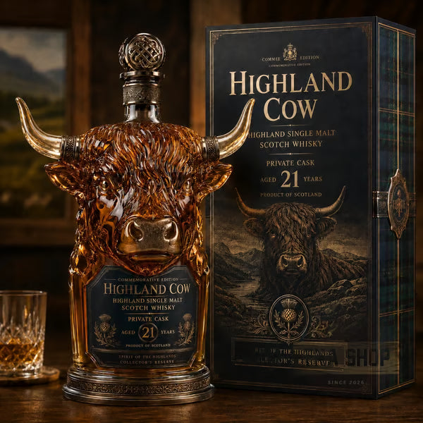 Highland Cow Private Cask 21 Years Cow Head Shaped Scotch Whisky Bottle