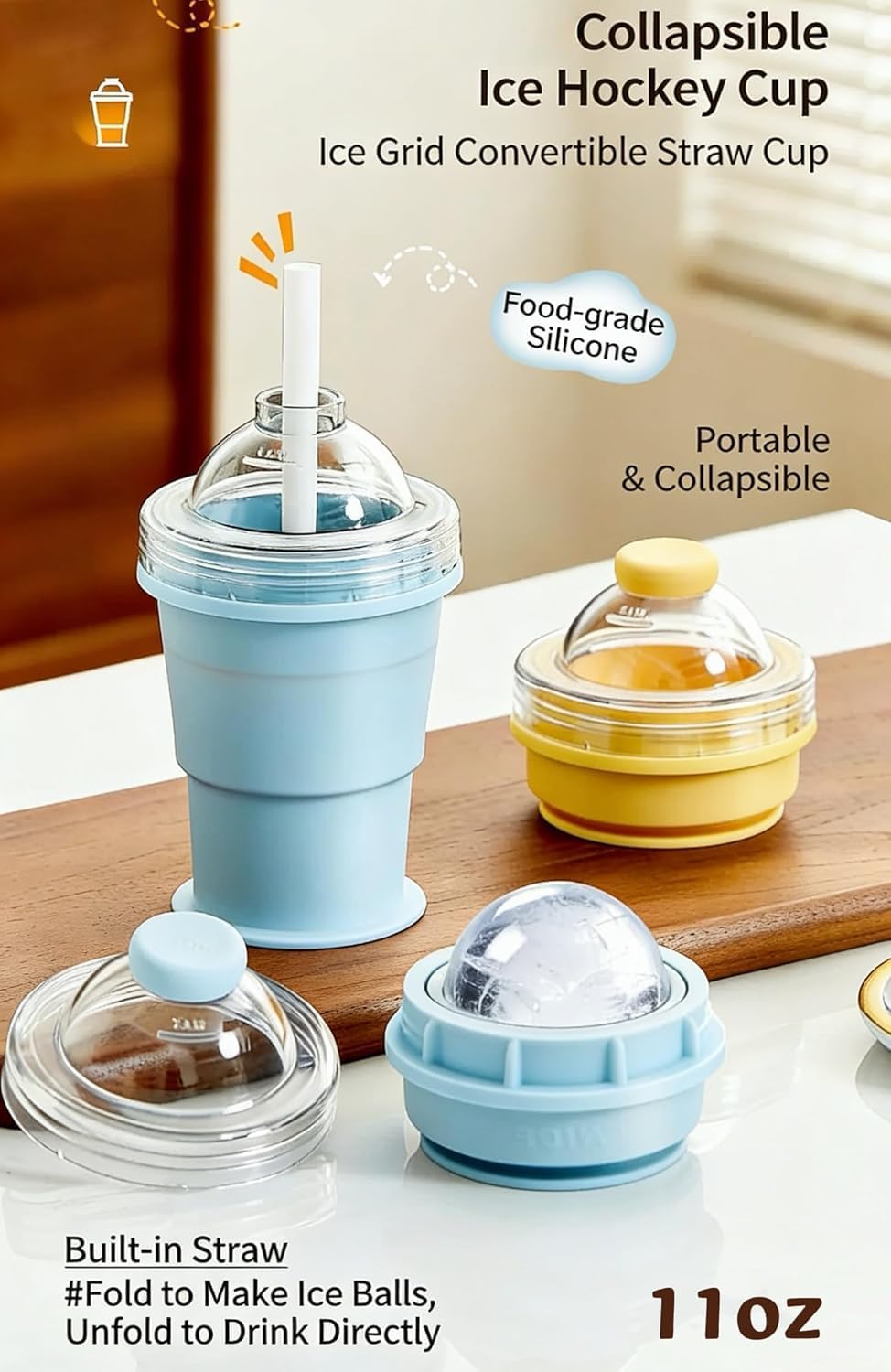 🧊 2026 New 2-In-1 Collapsible Silicone Ice Ball Maker Cup
