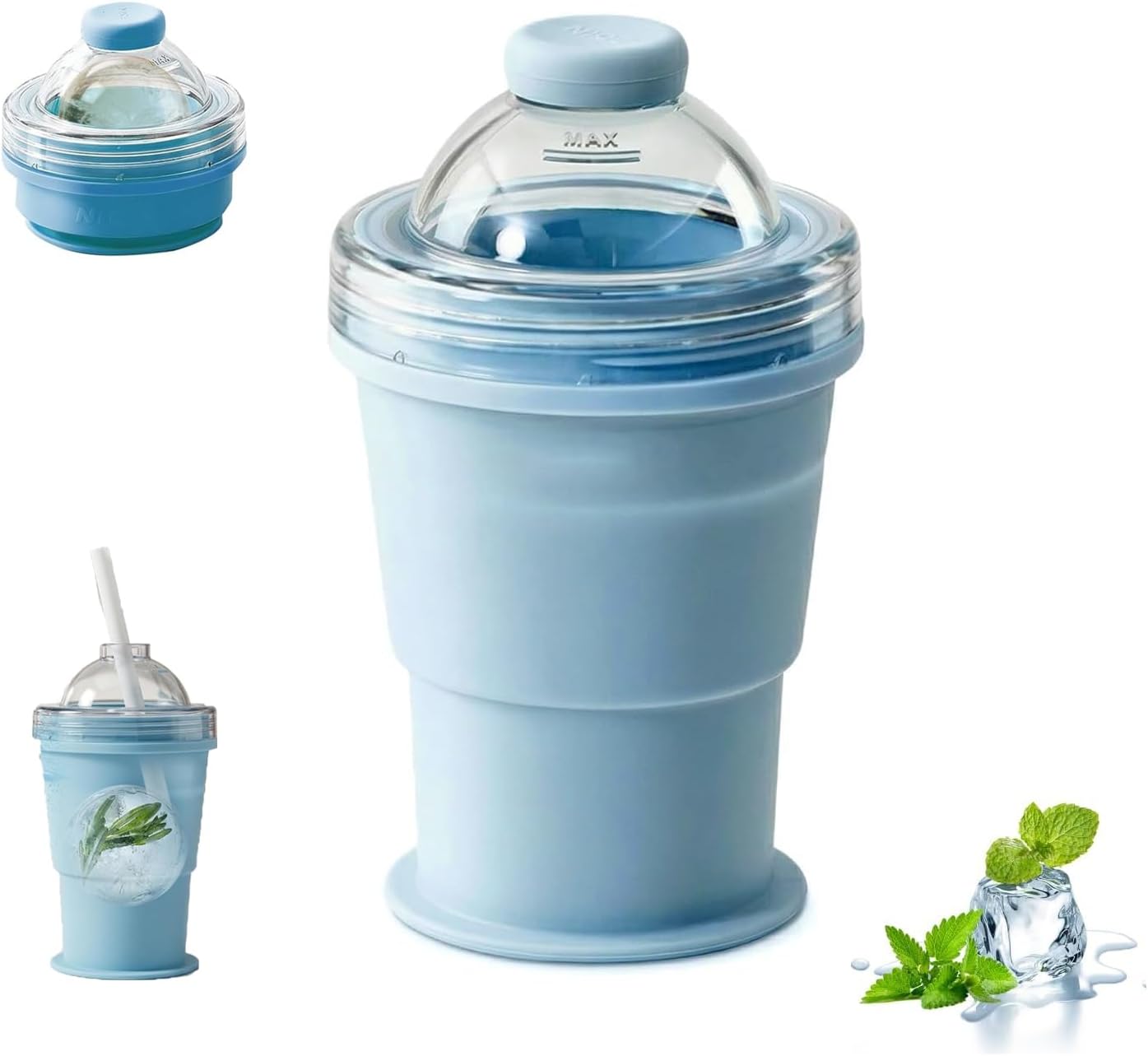 🧊 2026 New 2-In-1 Collapsible Silicone Ice Ball Maker Cup