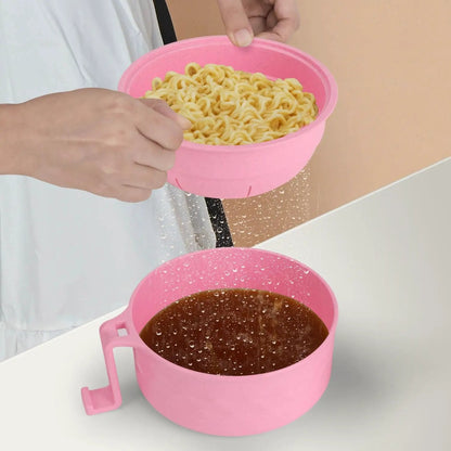 Two Pack Microwave Ramen Bowl Set With Chopsticks And Spoon, 32 Ounce Ramen Cooker For Quick Noodle Meals, Pasta And Soup Maker, Dorm Friendly Gift For Students, Blue And Pink