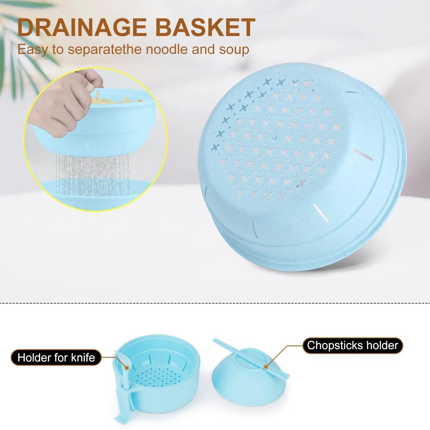 Two Pack Microwave Ramen Bowl Set With Chopsticks And Spoon, 32 Ounce Ramen Cooker For Quick Noodle Meals, Pasta And Soup Maker, Dorm Friendly Gift For Students, Blue And Pink