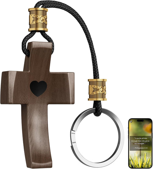 🤎Wooden Cross Keychain - Cross My Heart, Cross Fidget Wood, Pocket Cross Key Chain