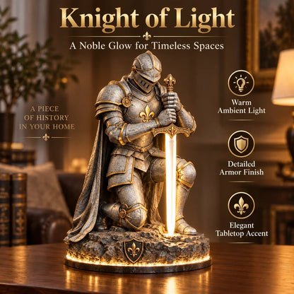 👑🛡️ The King's Last Guardian –⚔️ Illuminated Knight Sculpture