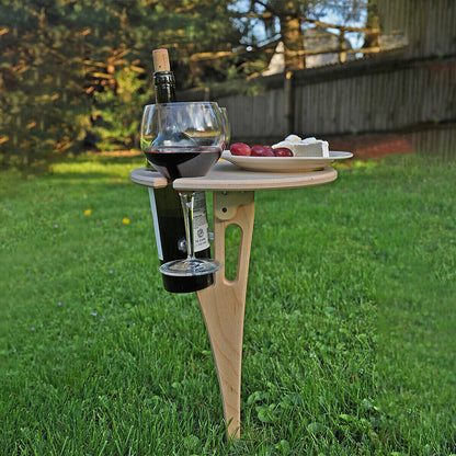 🍷 Collapsible Wine Table with Ground Stake • Beach & Camping