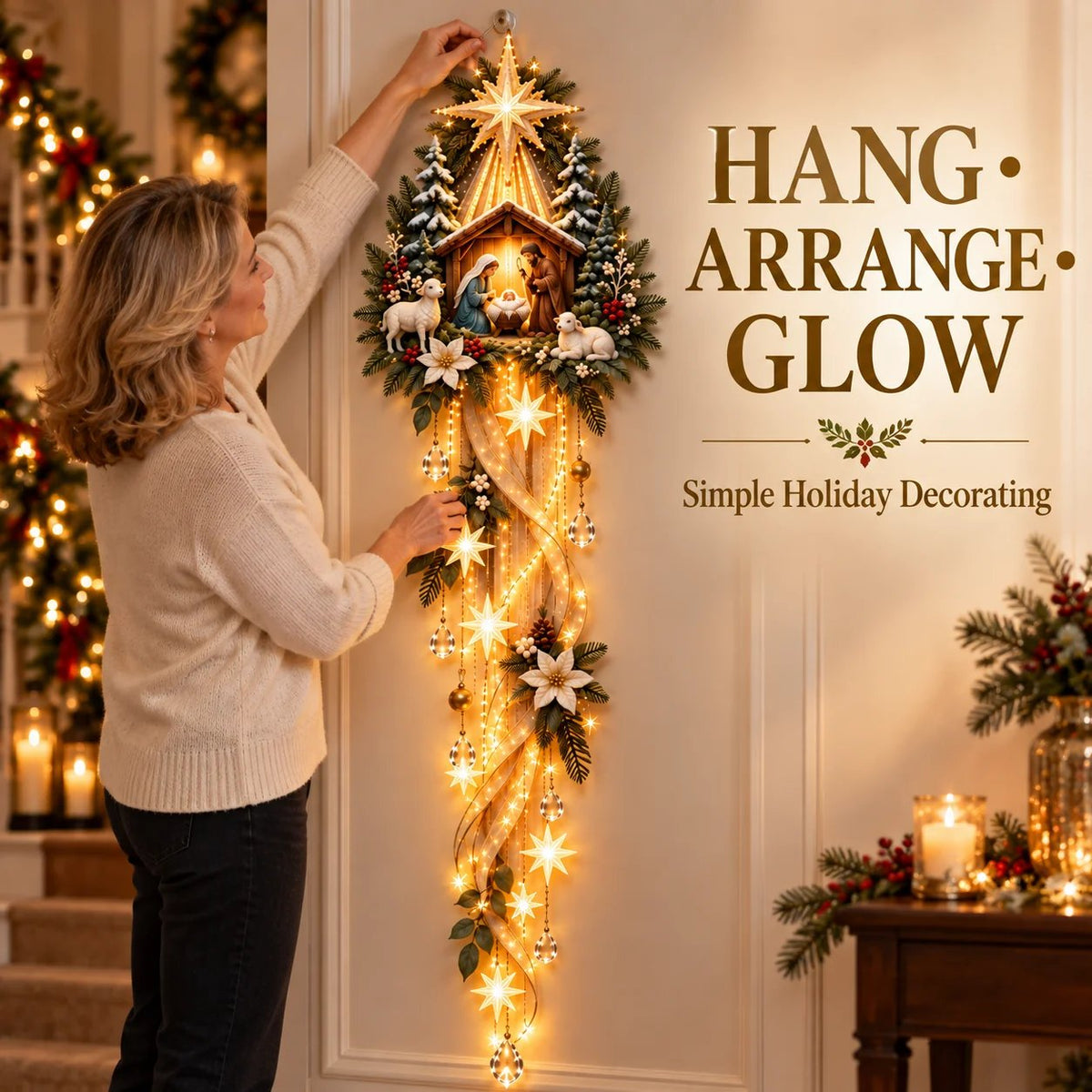 ✨🌟 Nativity Starfall Wall Light – A Meaningful Christmas Glow