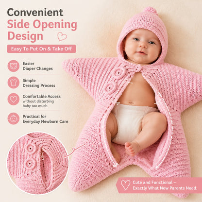 ⭐ Handmade Crochet Starfish Baby Swaddle Sleeping Bag — A Cozy Little Star Wrap For Your Newborn’s Sweetest Moments 🌙✨