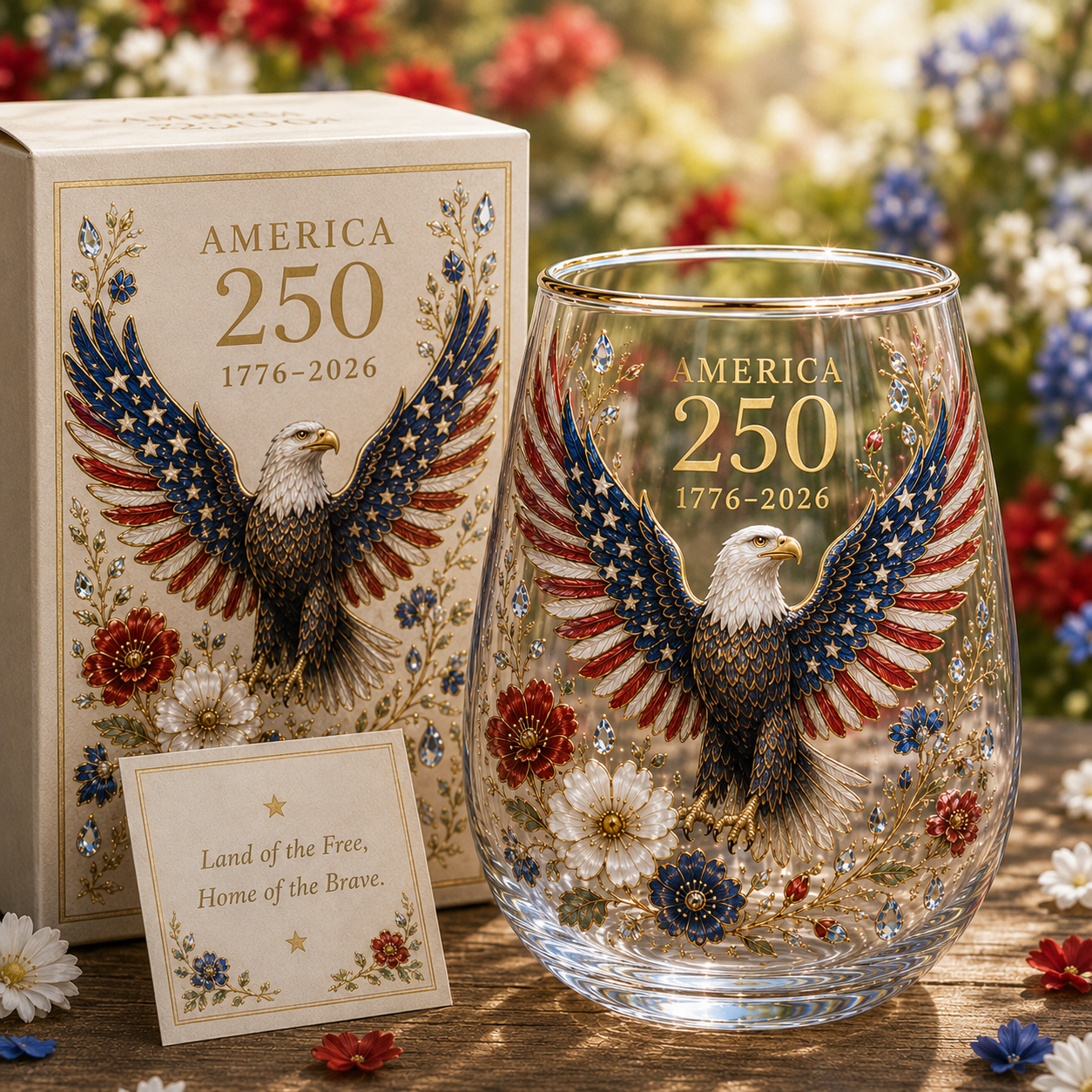 America 250th Anniversary Eagle Glass Tumbler