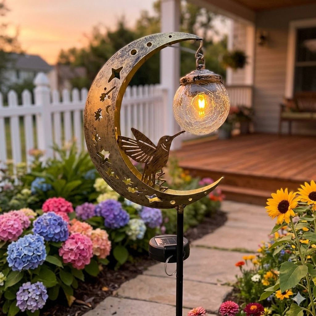 🌙 Moonlit Hummingbird Solar Garden Light🐦