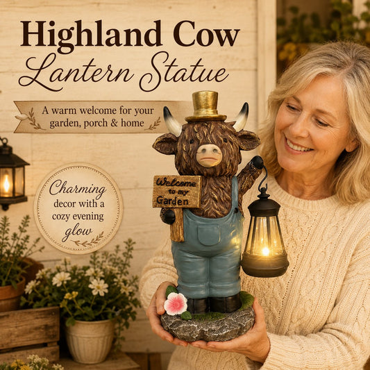 🔥 2026 Hot Sale - 🐮 Handcrafted Solar Highland Cow Garden Lantern – Cozy Glow for Magical Backyard Nights 🌙✨