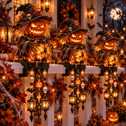 🔥😍🎃 Halloween Character Glow Cascade Railing Lights – Pumpkin, Witch, Ghost & Black Cat