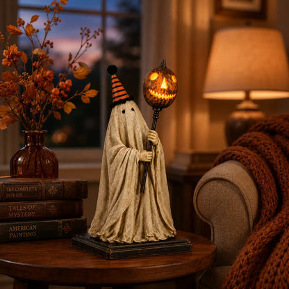 🔥Last Day 49% OFF🔥🎃Lighted Vintage Ghost Figurine with Glowing Pumpkin Staff