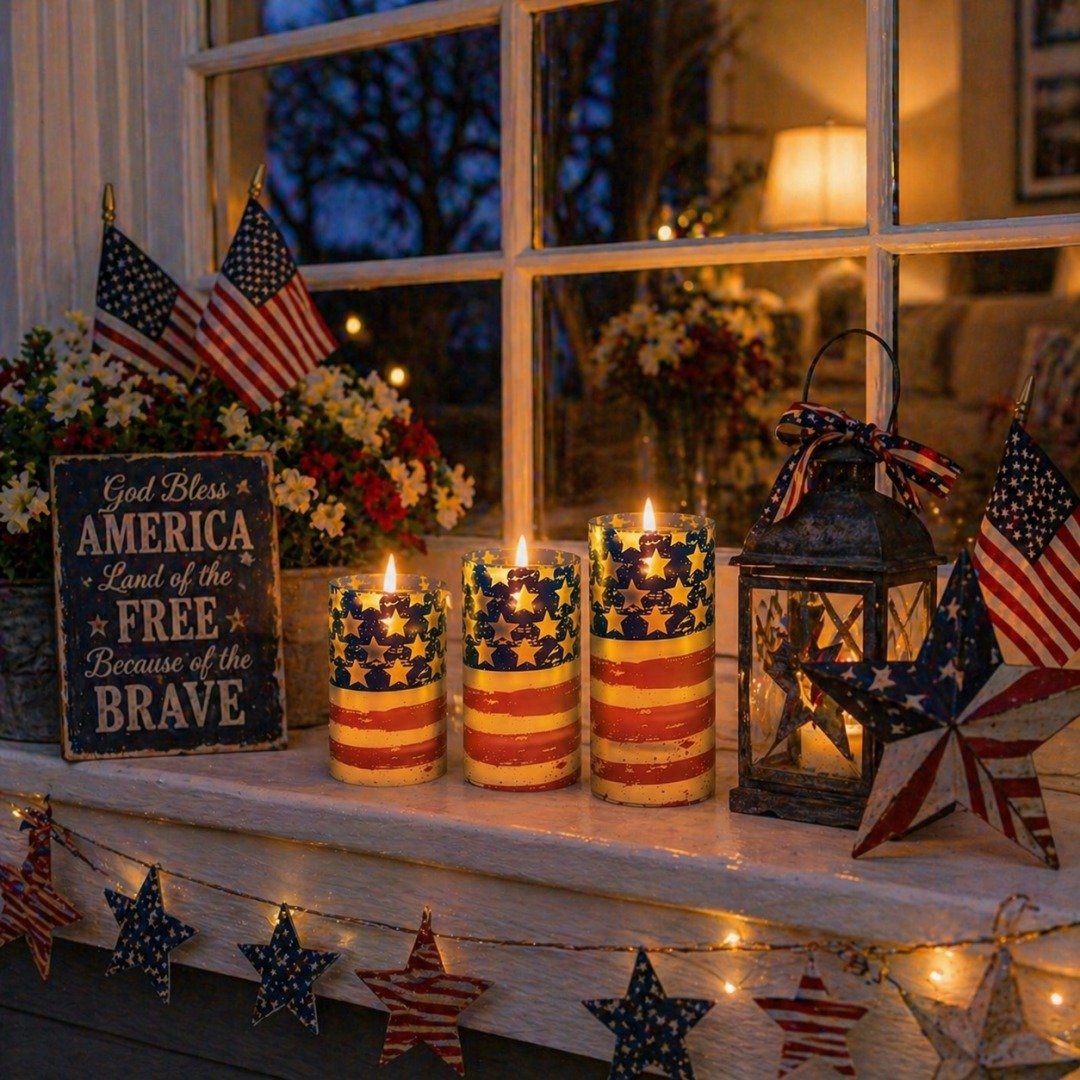 🇺🇸 3-Piece Set - Patriotic Flameless Candles