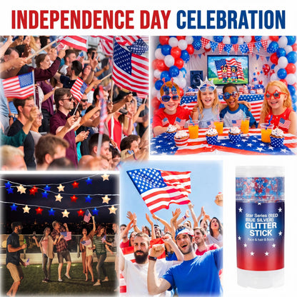 🎁🦅4th of July Glitter Stick✨🔔 Red, White & Blue Body & Hair Sparkle