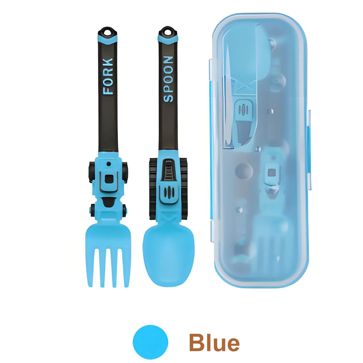 Construction Vehicle Kids Utensil Set 🚜 | 3-Piece Feeding Set with Spoon, Fork & Storage Case | Soft Grip | Dishwasher Safe | Perfect for Travel & Home | Gift Set Utensils