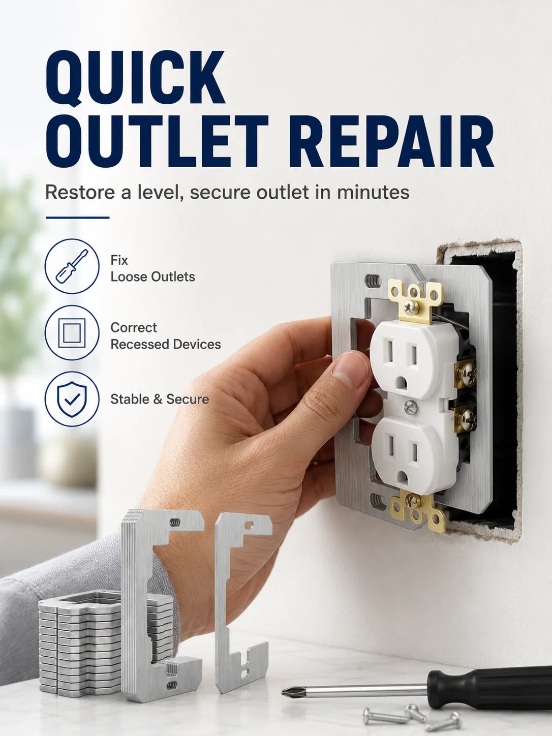 🛠 Outlet Repair Spacers – Easy Fix for Loose, Crooked & Recessed Outlets