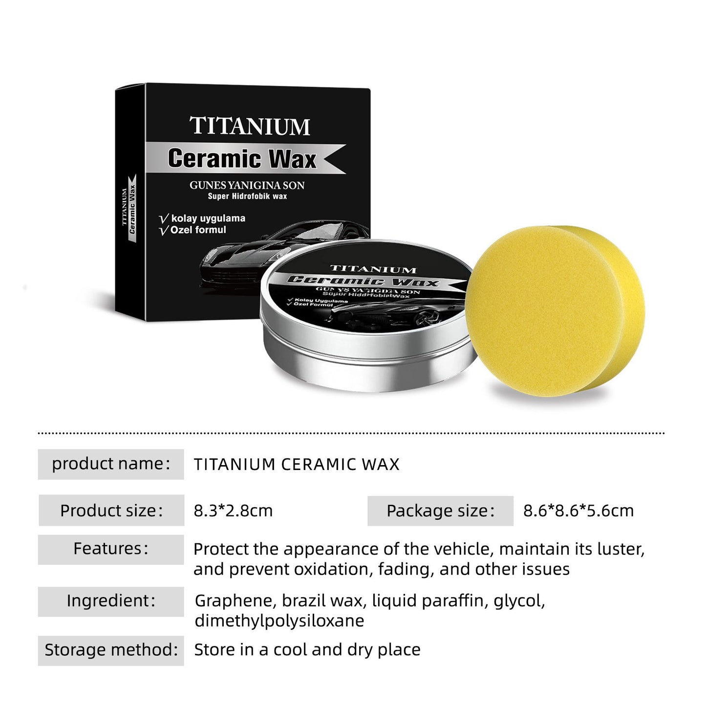 🚗Titanium Ceramic Wax Cream – 9H Hardness, Long-Lasting Shine & Protection ✨--Professional Car Detail Shop Grade | Hydrophobic & Easy to Use