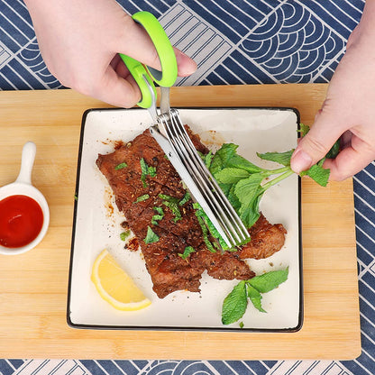 🔥 Today Only🎁5 Blade Kitchen Salad Scissors+ FREE Cleaning Comb