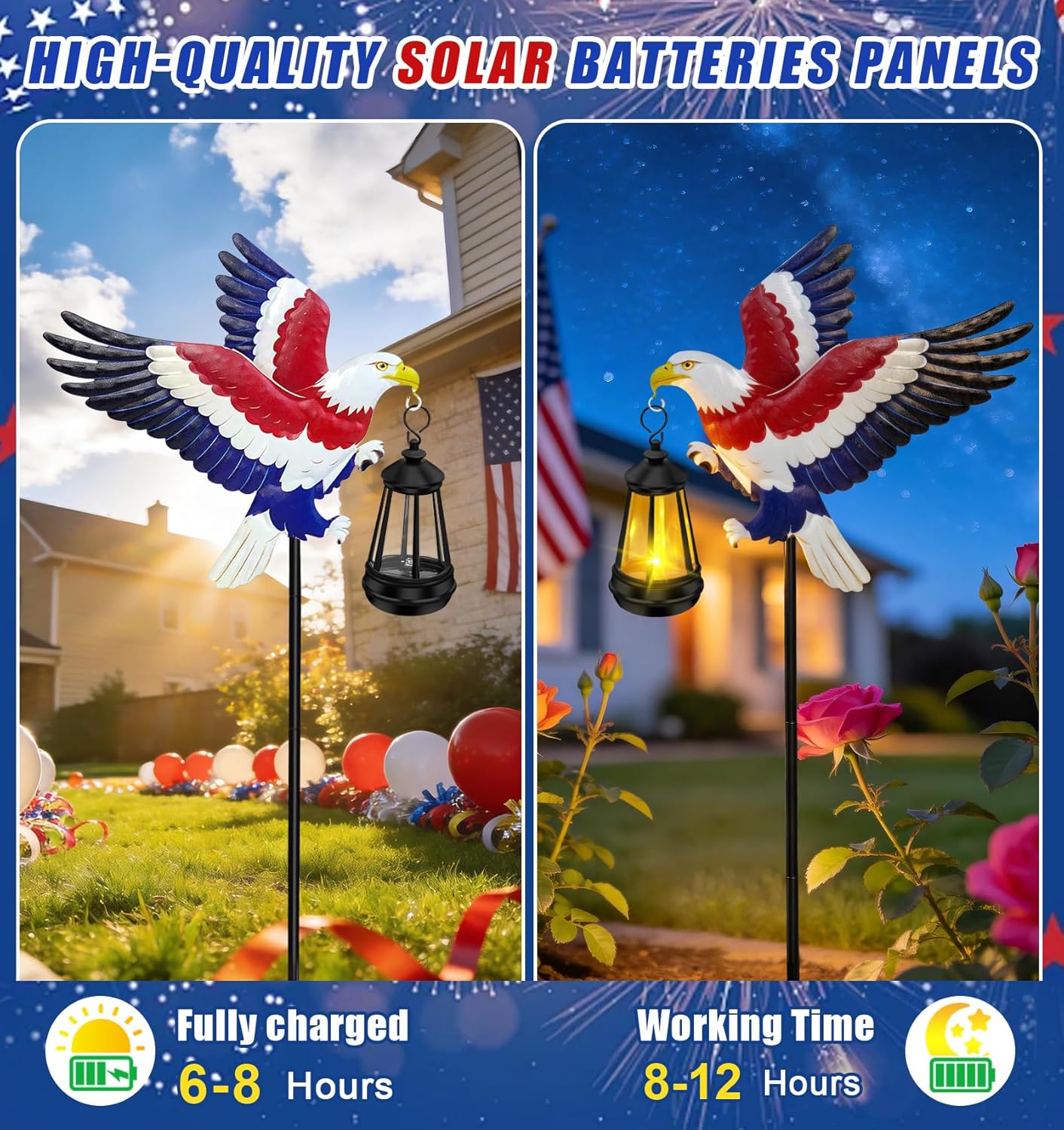 250th Anniversary USA Eagle Solar Garden Stakes