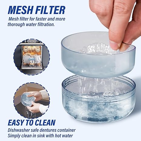 🧼Denture Case Retainer Cleaning Case: ✅ 2 in 1 Retainer Case,No-Leak, Complete Clean Care
