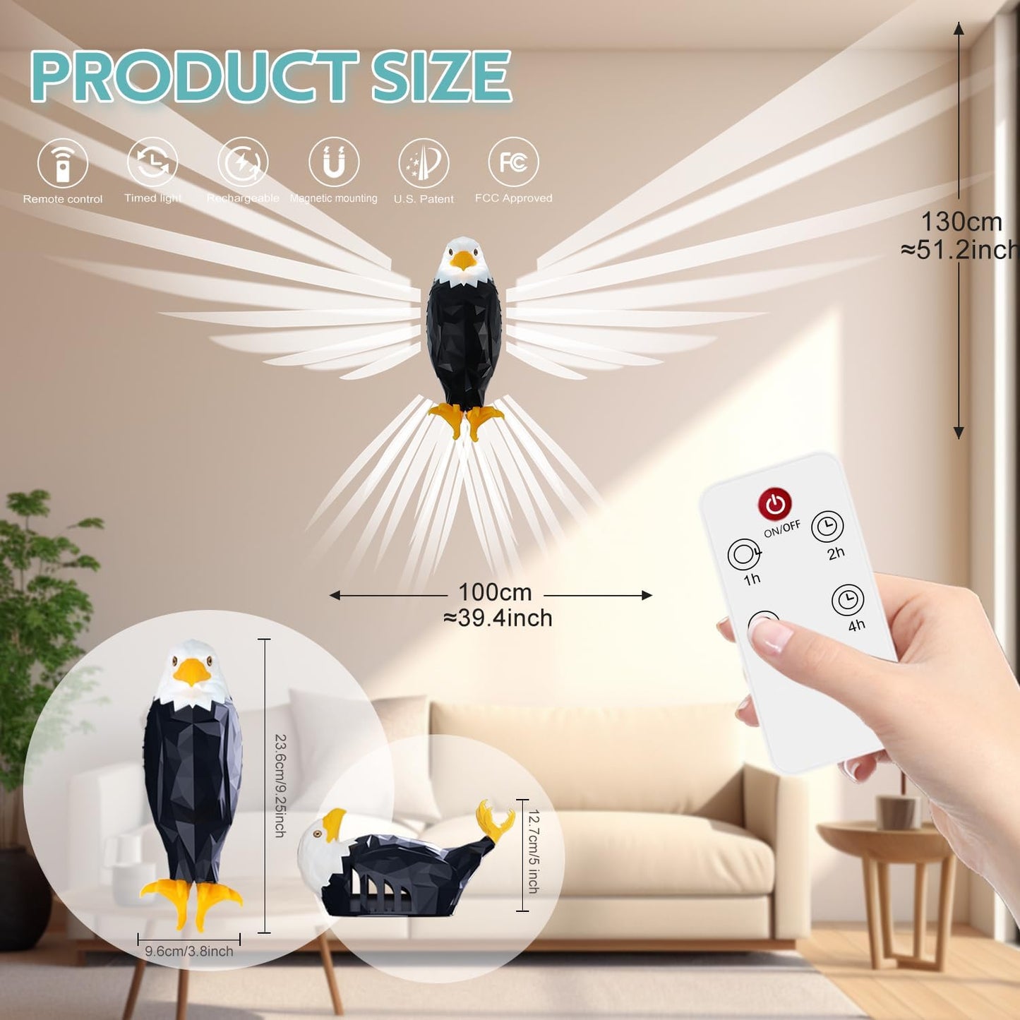 USA 250th Anniversary Bald Eagle Magnetic Wall Light – Limited Edition 🇺🇸🦅✨