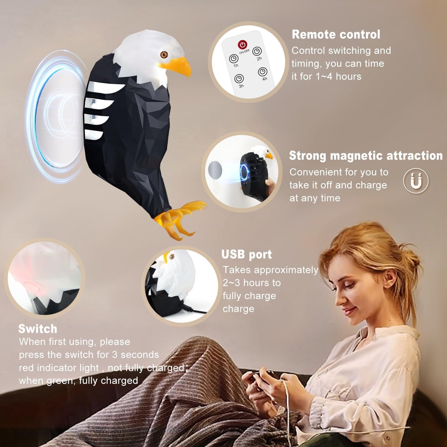 USA 250th Anniversary Bald Eagle Magnetic Wall Light – Limited Edition 🇺🇸🦅✨