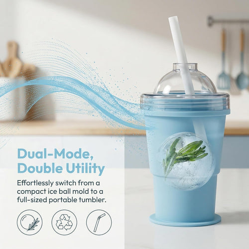 🧊 2026 New 2-In-1 Collapsible Silicone Ice Ball Maker Cup