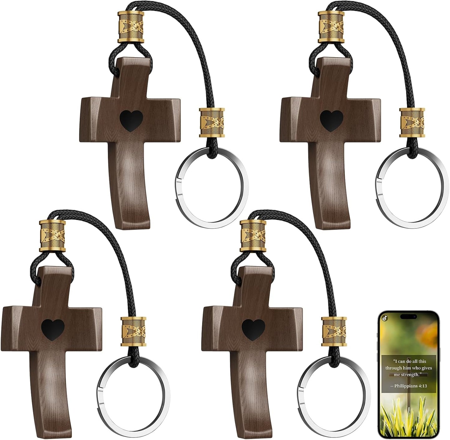 🤎Wooden Cross Keychain - Cross My Heart, Cross Fidget Wood, Pocket Cross Key Chain