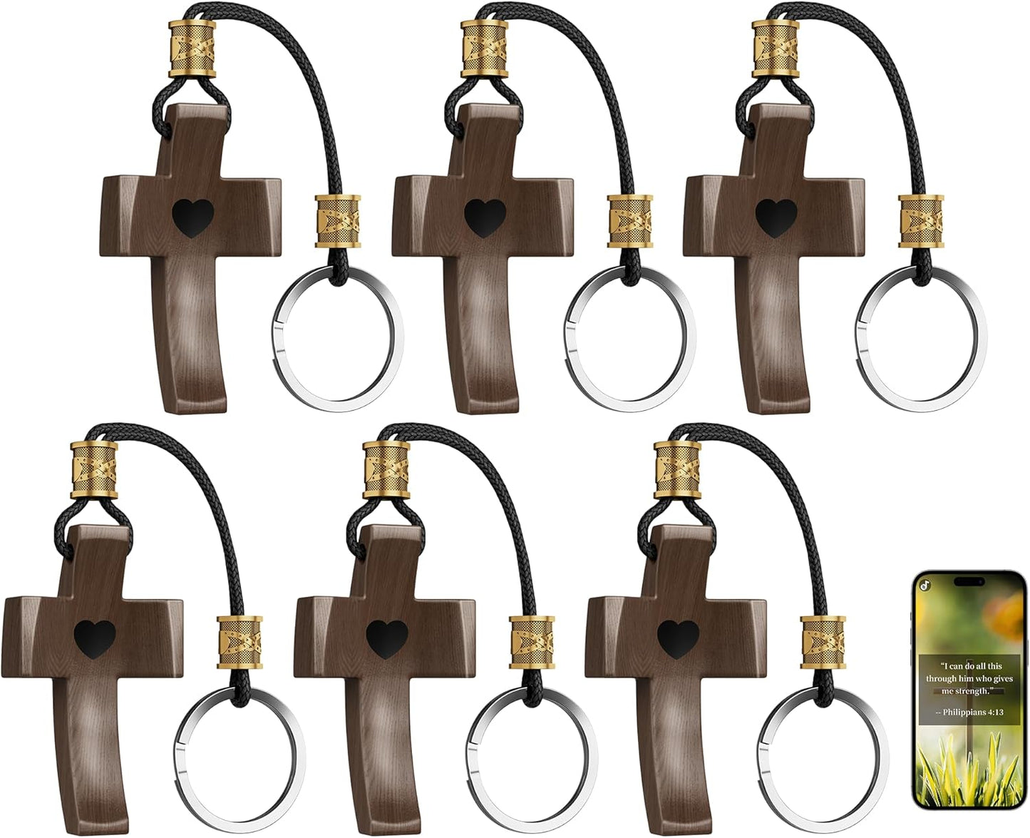 🤎Wooden Cross Keychain - Cross My Heart, Cross Fidget Wood, Pocket Cross Key Chain