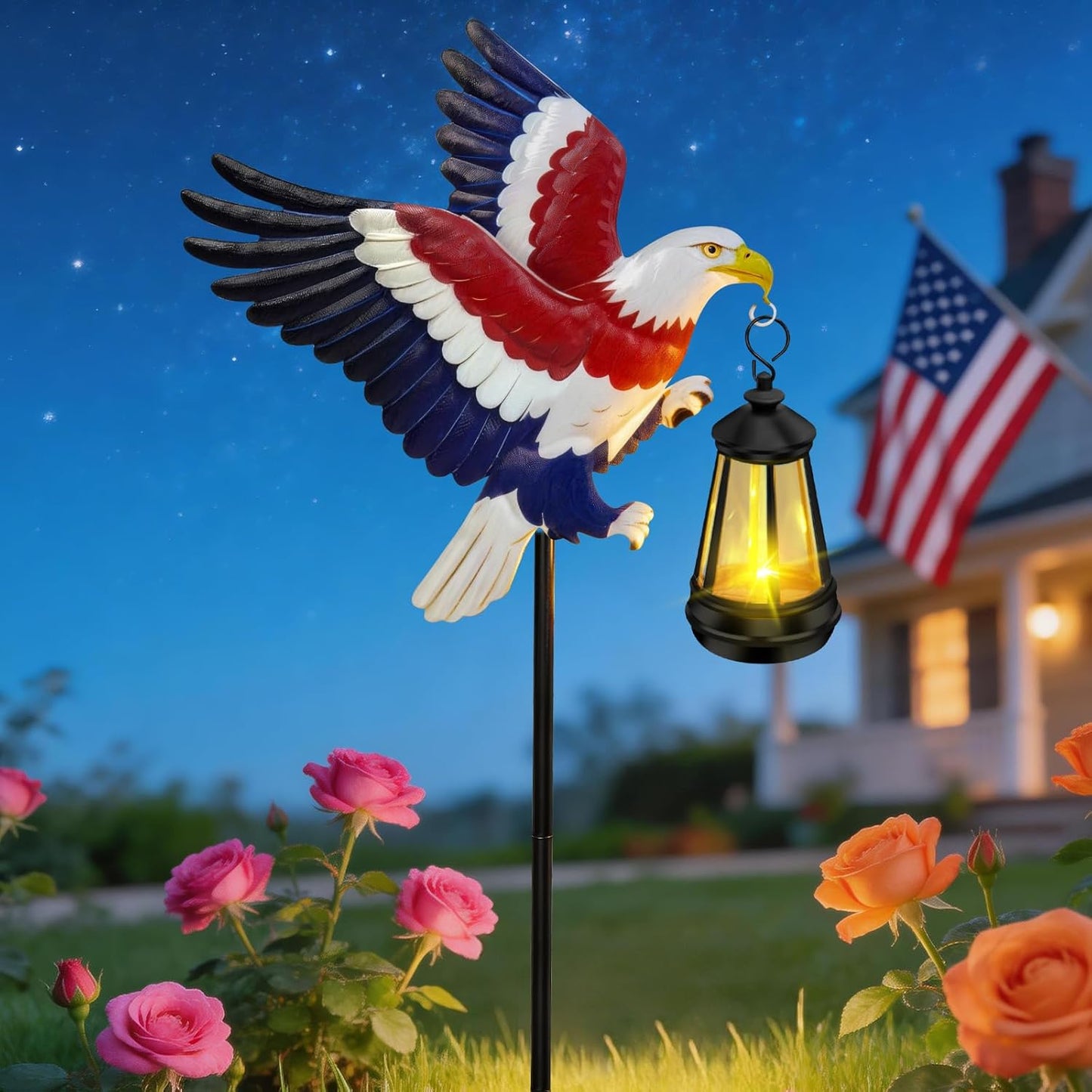 250th Anniversary USA Eagle Solar Garden Stakes